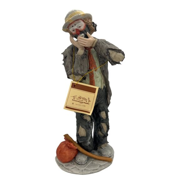 Emmett Kelly Jr The Toothache 9845 Flambro Clown Figurine Box COA 10" Signature - Picture 2 of 11